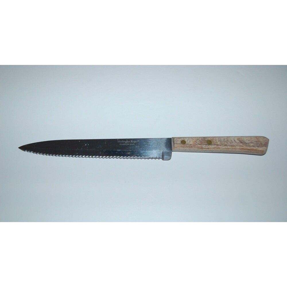 Washington Forge USA Bread Knife Serrated Stainless Steel Wood Handle Vintage